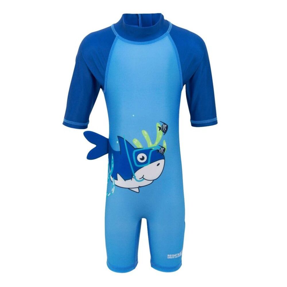 Regatta Childrens/Kids Bubble The Shark Rash Guard Swimsuit / Elysium Blue/Hawai